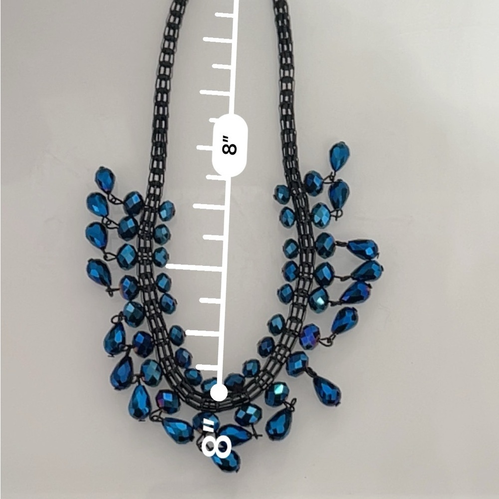 Black And  Blue Teardrop Necklace - Picture 3 of 4